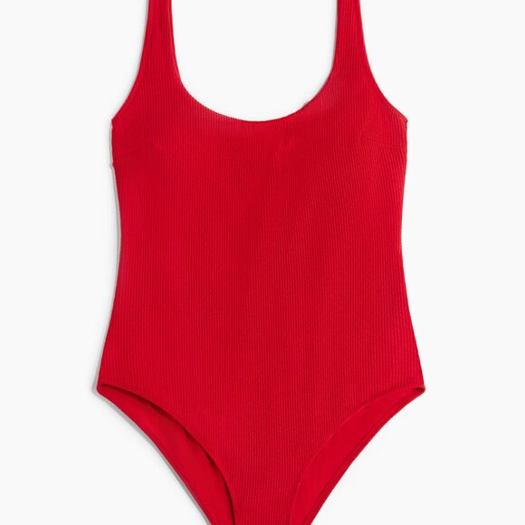 H&M Red Baywatch One-Piece Medium Coverage Swimsuit Size Large - Picture 3 of 9